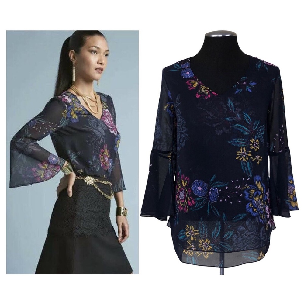 CAbi Olivia blouse, Size Large and in Navy